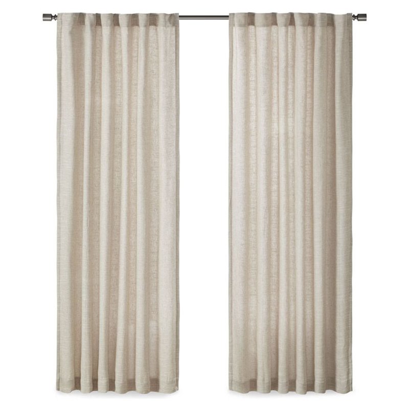 Madison Park Beals Polyester Rod Pocket Panel with Fleece Lining in Natural