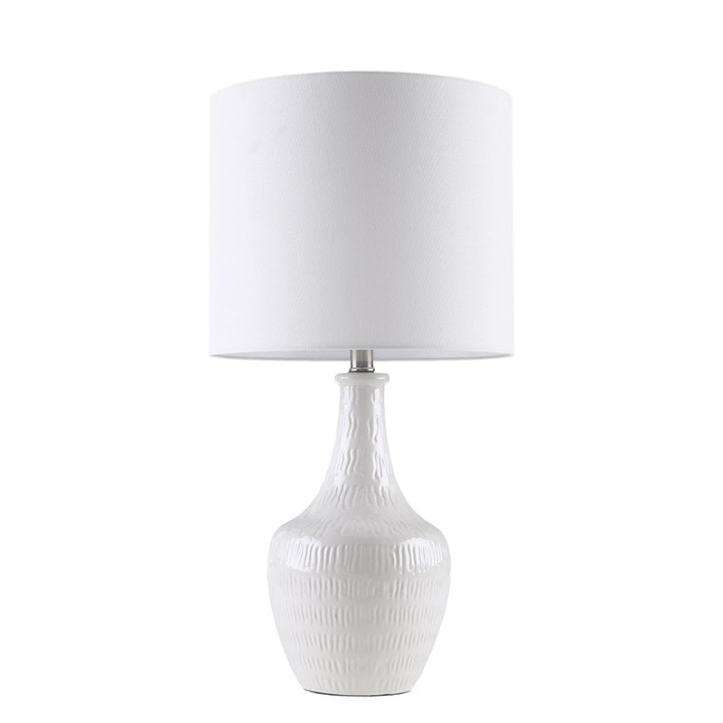 Hampton Hill Celine Modern Ceramic and Fabric Table Lamp in White