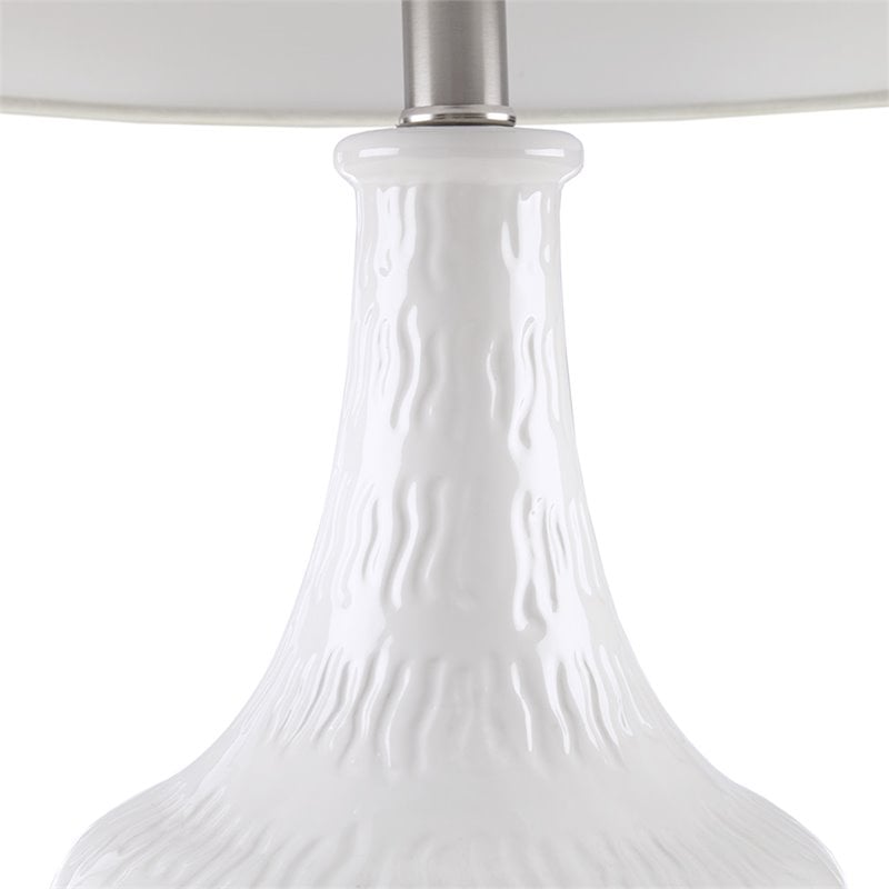 Hampton Hill Celine Modern Ceramic and Fabric Table Lamp in White