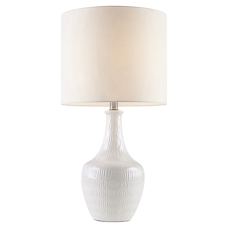 Hampton Hill Celine Modern Ceramic and Fabric Table Lamp in White