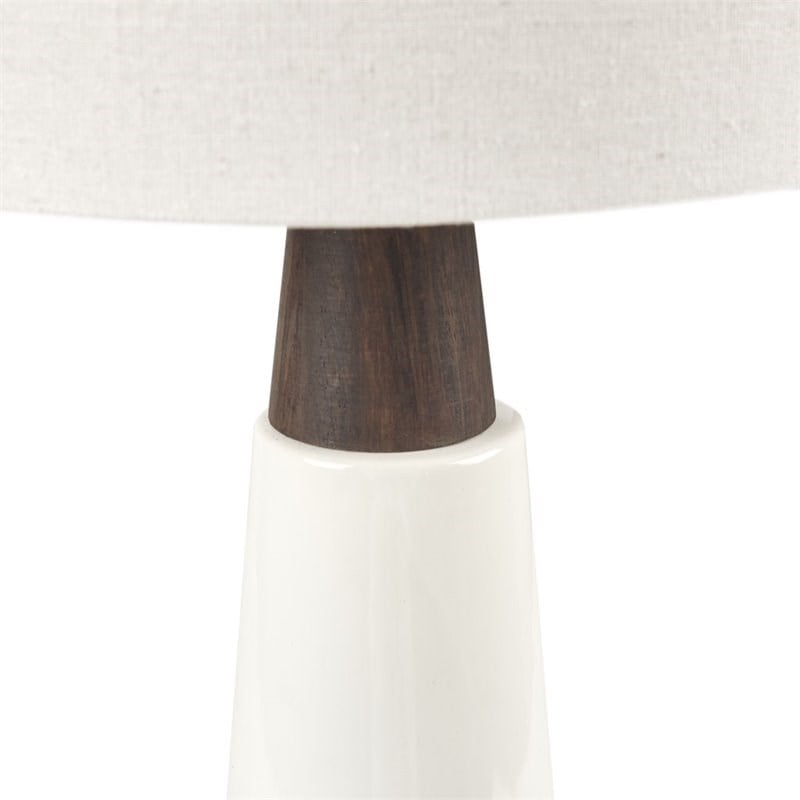 INK+IVY Tristan Modern Ceramic and Wood Table Lamp in White/Cream