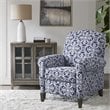 Madison Park Kirby Polyester Fabric and Solid Wood Push Back Recliner in Navy