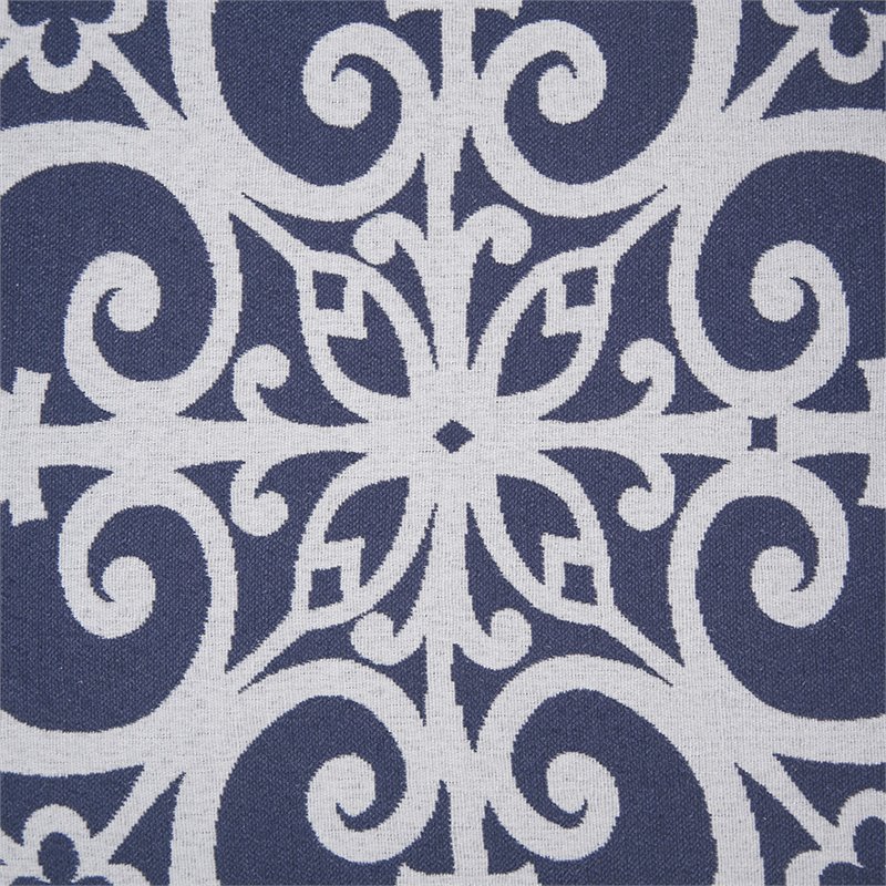 Madison Park Kirby Polyester Fabric and Solid Wood Push Back Recliner in Navy