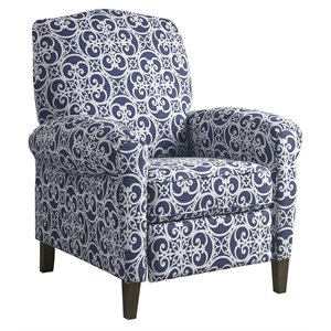 madison park kirby polyester fabric and solid wood push back recliner in navy