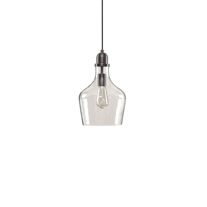 Hampton Hill Auburn 1-Light Transitional Metal and Glass Pendant in Bronze/Clear