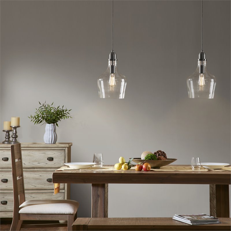 Hampton Hill Auburn 1-Light Transitional Metal and Glass Pendant in Bronze/Clear