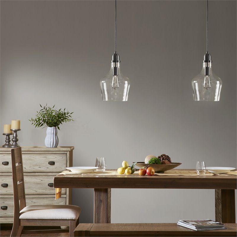 Hampton Hill Auburn 1-Light Transitional Metal and Glass Pendant in Bronze/Clear