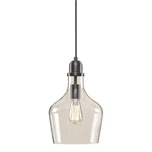 Hampton Hill Auburn 1-Light Transitional Metal and Glass Pendant in Bronze/Clear