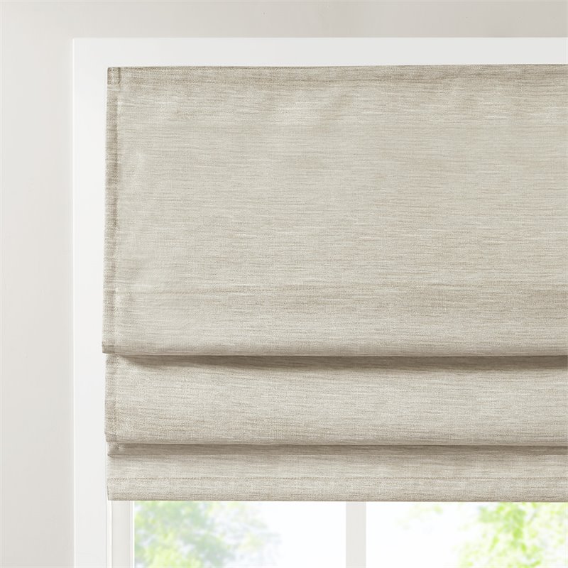 Madison Park Como Faux Silk Room Darkening Cordless Roman Shade in Ivory