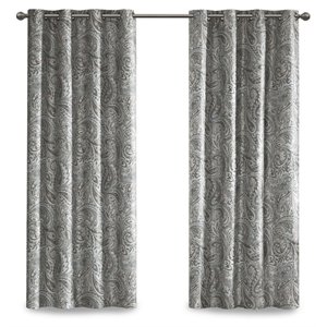 sunsmart jenelle polyester fabric total blackout window panel in gray