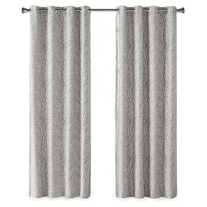 sunsmart everly polyester fabric jacquard total blackout window panel in silver
