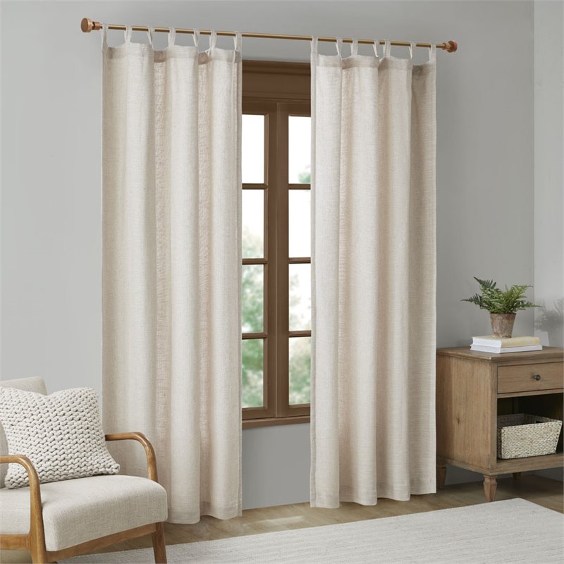 Madison Park Beals Polyester Fabric Tap Top Panel with Fleece Lining in Natural