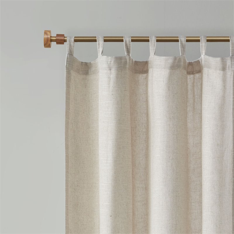 Madison Park Beals Polyester Fabric Tap Top Panel with Fleece Lining in Natural