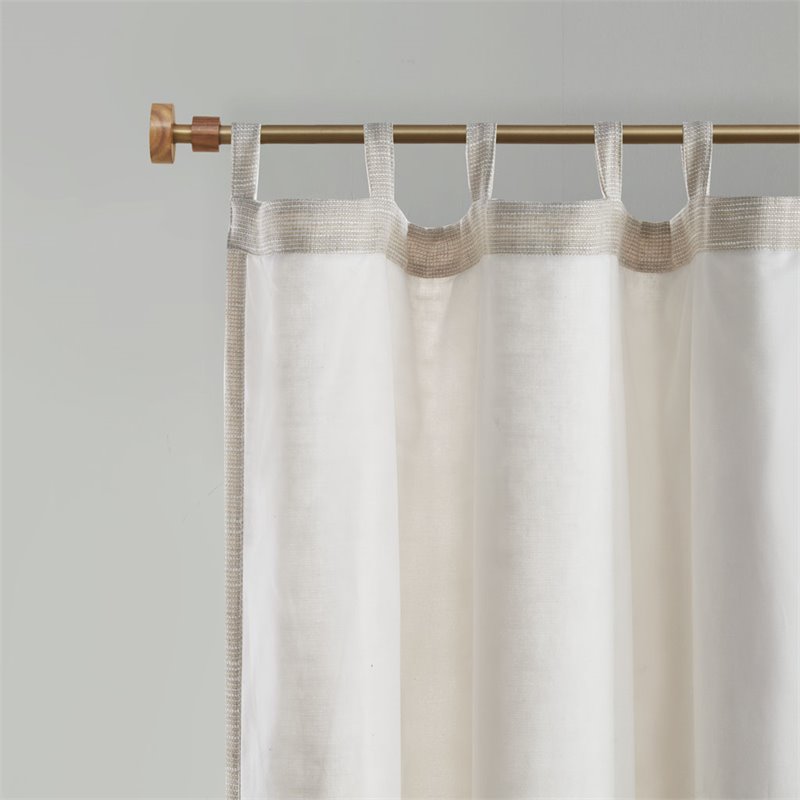 Madison Park Beals Polyester Fabric Tap Top Panel with Fleece Lining in Natural