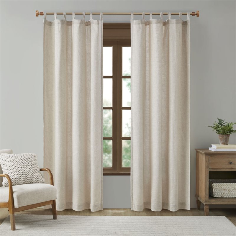 Madison Park Beals Polyester Fabric Tap Top Panel with Fleece Lining in Natural