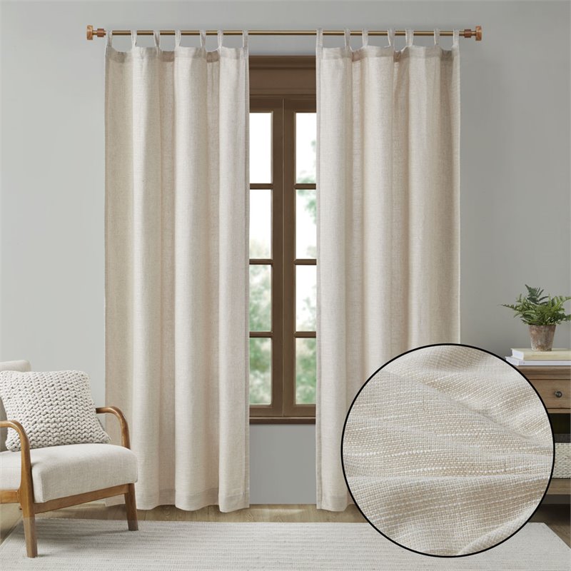 Madison Park Beals Polyester Fabric Tap Top Panel with Fleece Lining in Natural