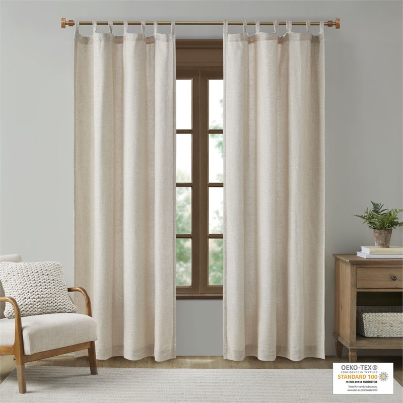 Madison Park Beals Polyester Fabric Tap Top Panel with Fleece Lining in Natural