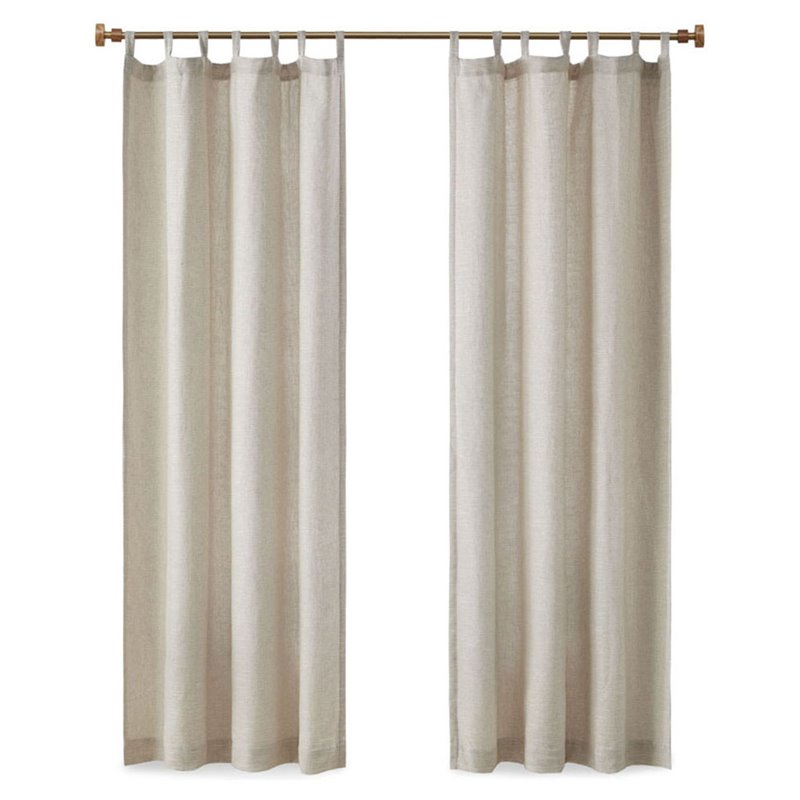 Madison Park Beals Polyester Fabric Tap Top Panel with Fleece Lining in Natural