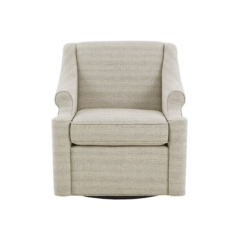 Madison Park Justin Solid Wood and Polyester Fabric Swivel Glider Chair in Tan