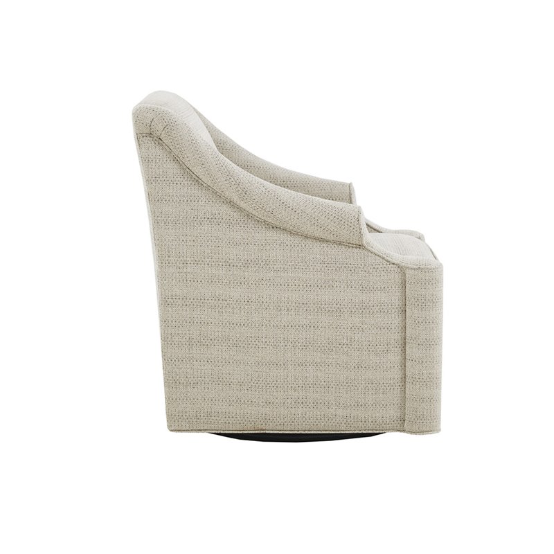 Madison Park Justin Solid Wood and Polyester Fabric Swivel Glider Chair in Tan