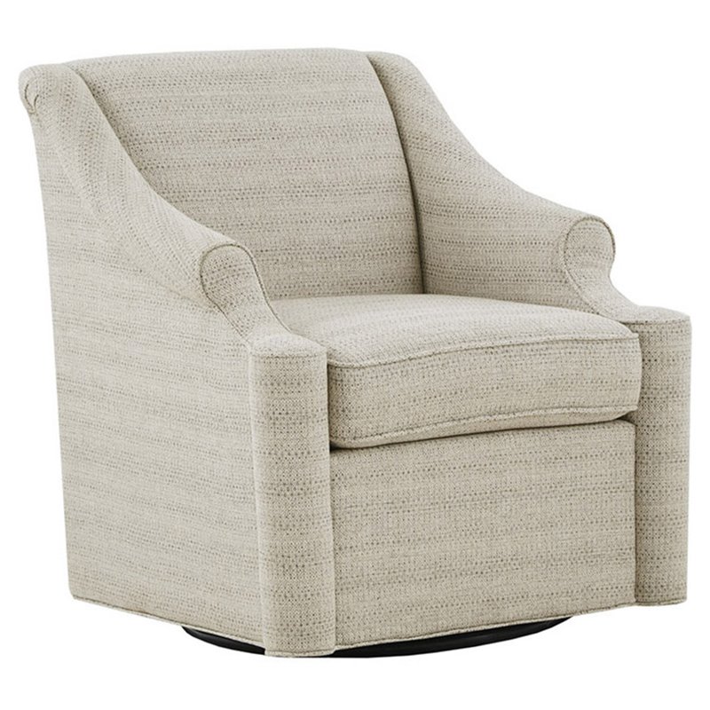 Madison Park Justin Solid Wood and Polyester Fabric Swivel Glider Chair in Tan