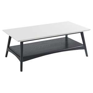 Madison Park Parker 48&quot Rectangular Solid Wood Coffee Table in Black/Off White