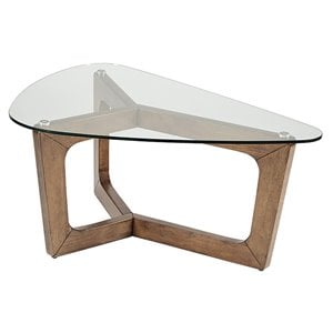 INK+IVY Walker 42&quot Wood and Tempered Glass Coffee Table in Pecan Brown