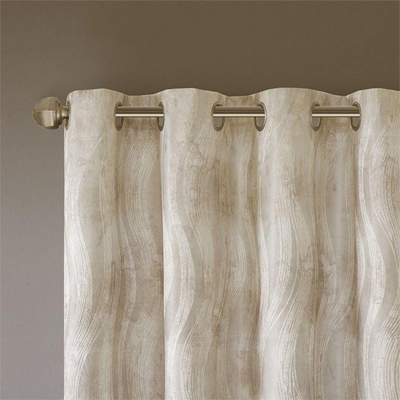 SunSmart Victoria Polyester Fabric Jacquard Grommet Top Window Panel in Ivory