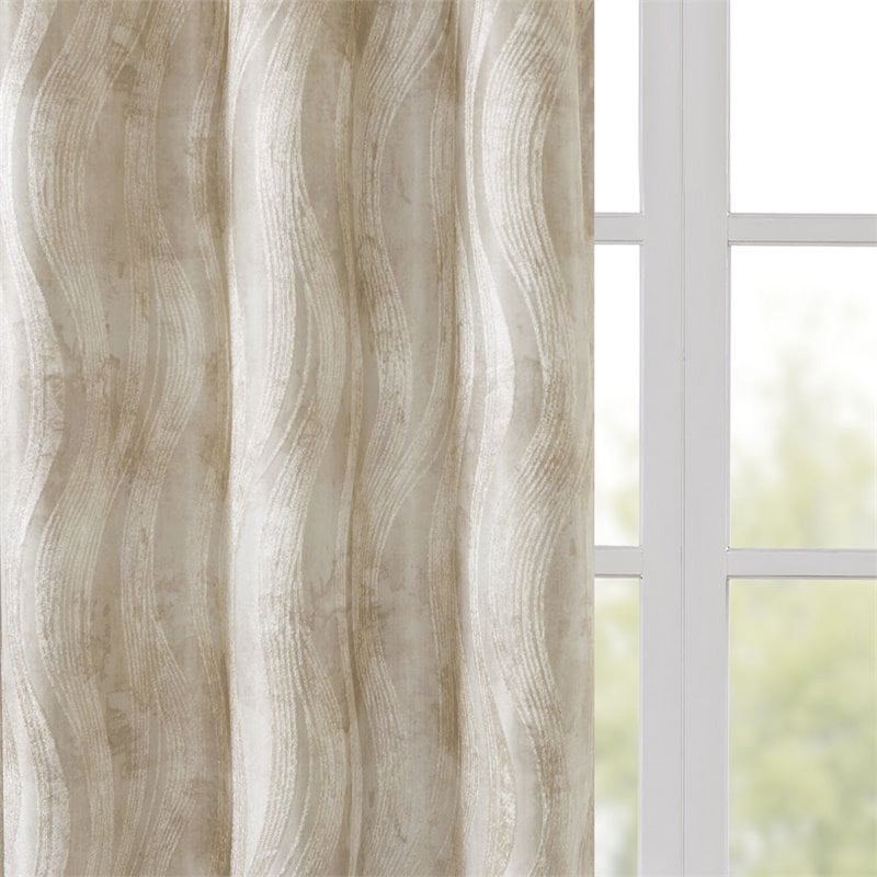 SunSmart Victoria Polyester Fabric Jacquard Grommet Top Window Panel in Ivory