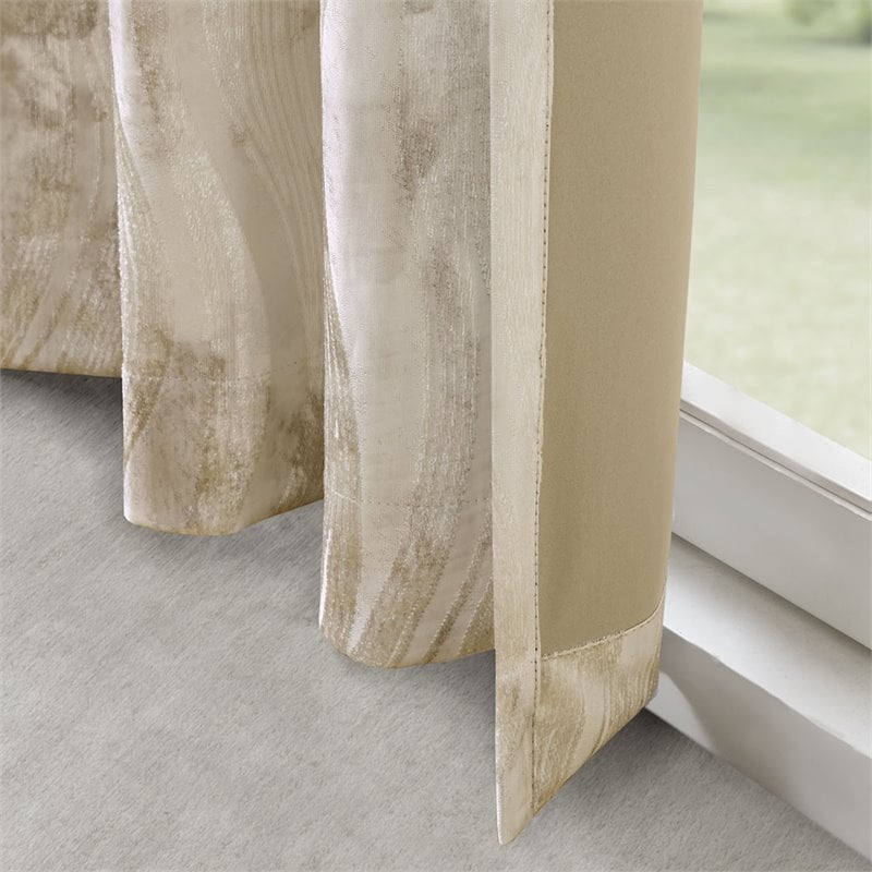 SunSmart Victoria Polyester Fabric Jacquard Grommet Top Window Panel in Ivory