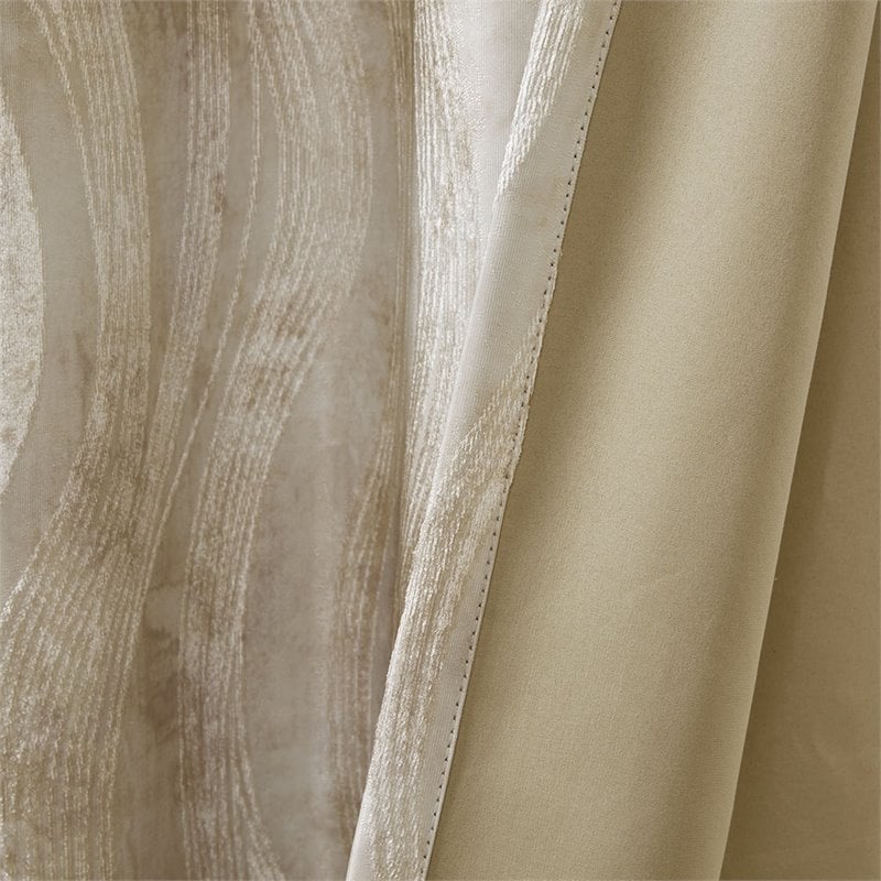 SunSmart Victoria Polyester Fabric Jacquard Grommet Top Window Panel in Ivory