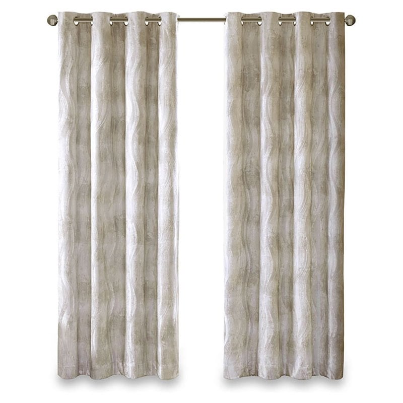 SunSmart Victoria Polyester Fabric Jacquard Grommet Top Window Panel in Ivory