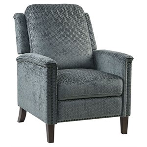 madison park salina polyester fabric and wood recliner in blue