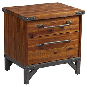 ink+ivy lancaster acacia solid and solid wood nightstand in amber brown