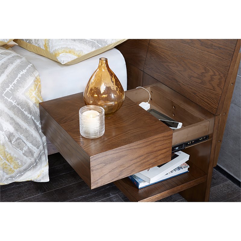 INK+IVY Clark Solid Wood Queen Bed with 2 Nightstand in Pecan Brown