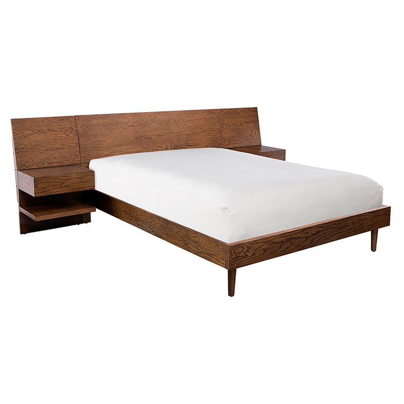 INK+IVY Clark Solid Wood Queen Bed with 2 Nightstand in Pecan Brown