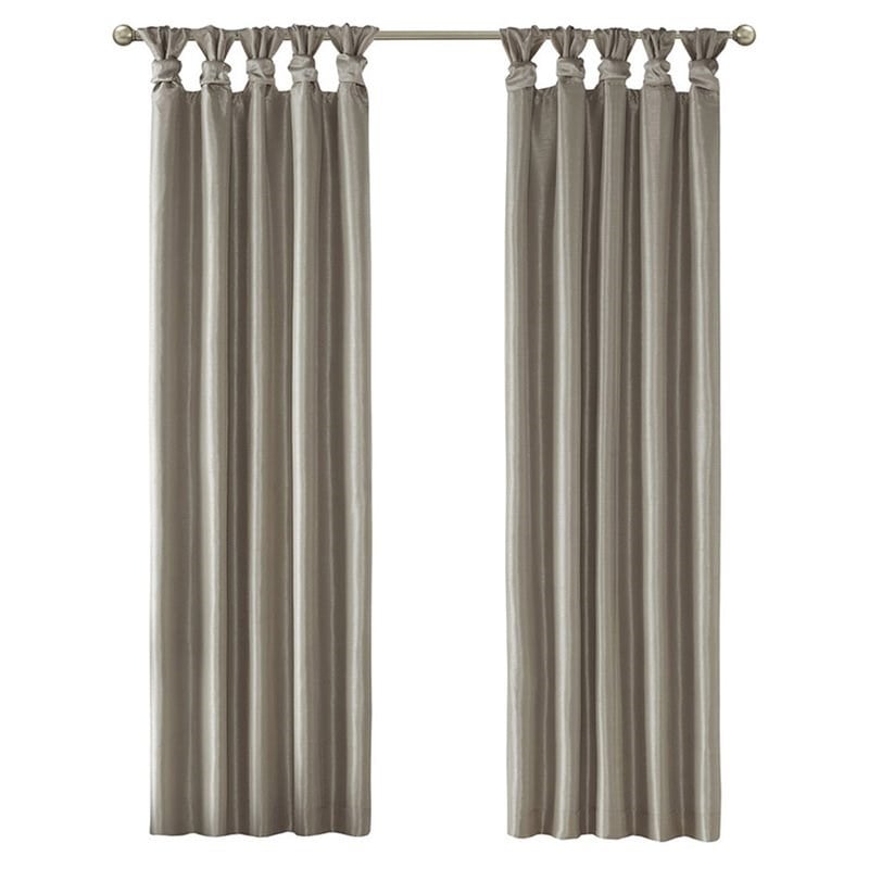 Madison Park Emilia Faux Silk Twist Tab Blackout Window Curtain in Pewter