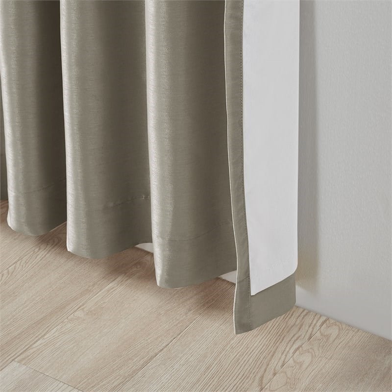 Madison Park Emilia Faux Silk Twist Tab Blackout Window Curtain in Pewter