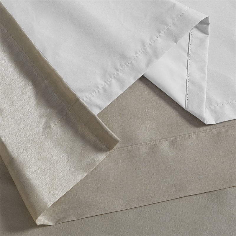 Madison Park Emilia Faux Silk Twist Tab Blackout Window Curtain in Pewter