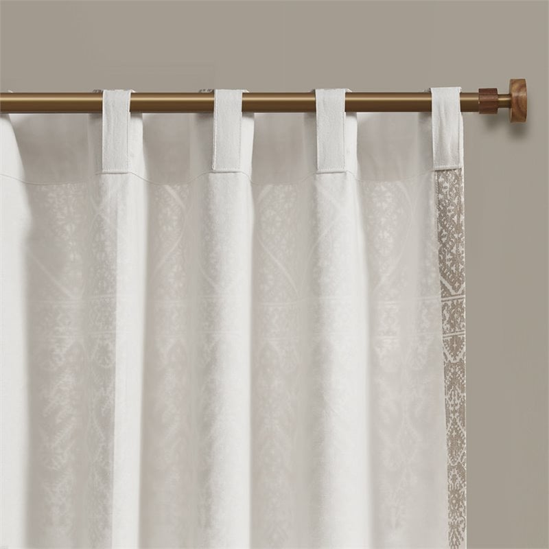 INK+IVY Mila Cotton Printed Window Curtain Panel with Lining in Beige