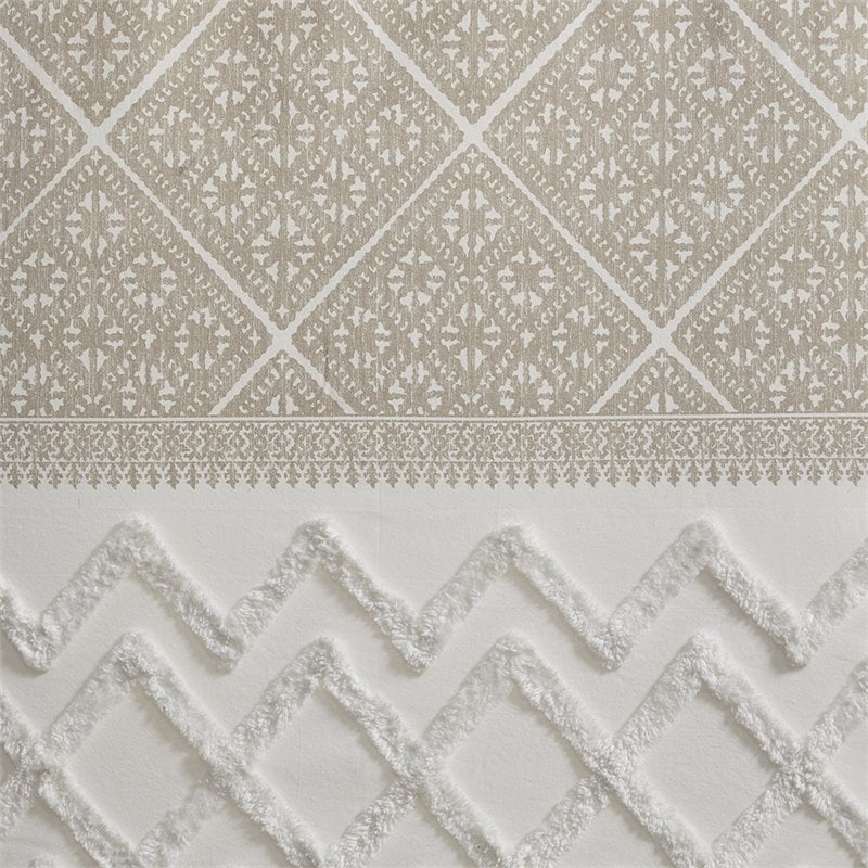 INK+IVY Mila Cotton Printed Window Curtain Panel with Lining in Beige