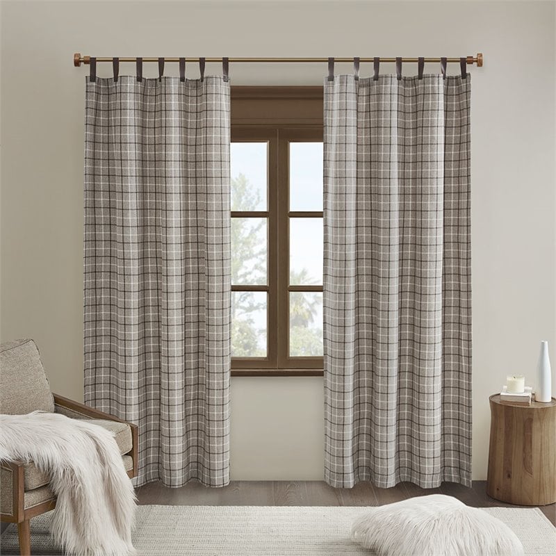 Madison Park Anaheim Polyester Tab Top Panel with Fleece Lining in Brown