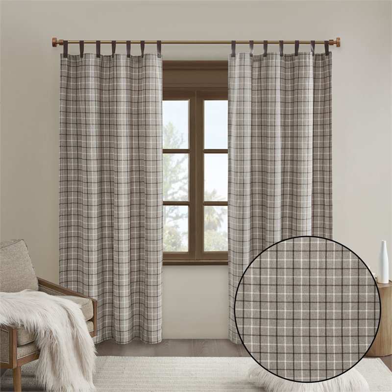 Madison Park Anaheim Polyester Tab Top Panel with Fleece Lining in Brown