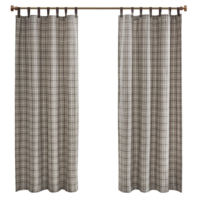 Madison Park Anaheim Polyester Tab Top Panel with Fleece Lining in Brown