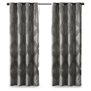 sunsmart bentley polyester knitted coated total blackout window panel - charcoal
