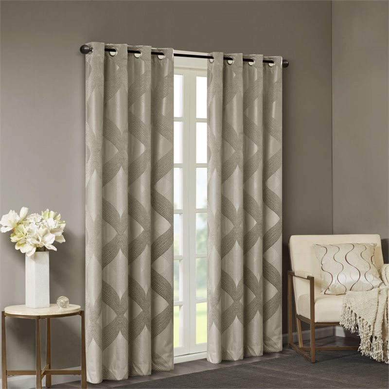 SunSmart Bentley Polyester Knitted Coated Total Blackout Window Panel in Beige