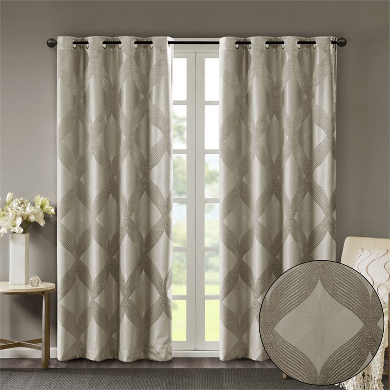 SunSmart Bentley Polyester Knitted Coated Total Blackout Window Panel in Beige