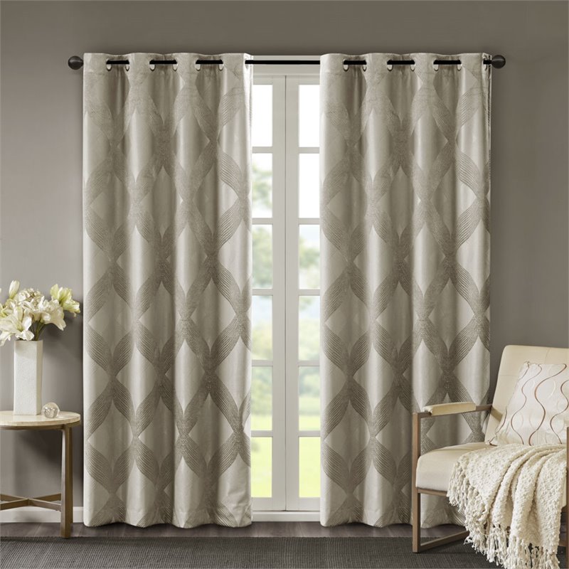 SunSmart Bentley Polyester Knitted Coated Total Blackout Window Panel in Beige