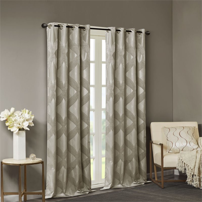 SunSmart Bentley Polyester Knitted Coated Total Blackout Window Panel in Beige
