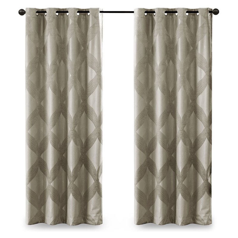 SunSmart Bentley Polyester Knitted Coated Total Blackout Window Panel in Beige